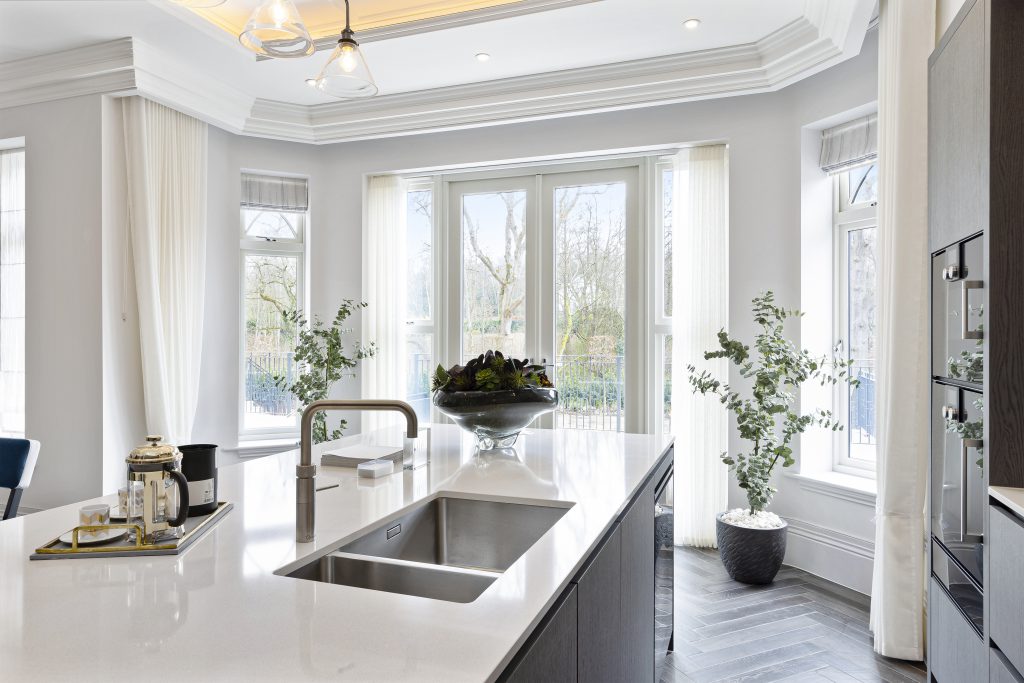 luxury kitchen with garden view on the Wentworth Estate