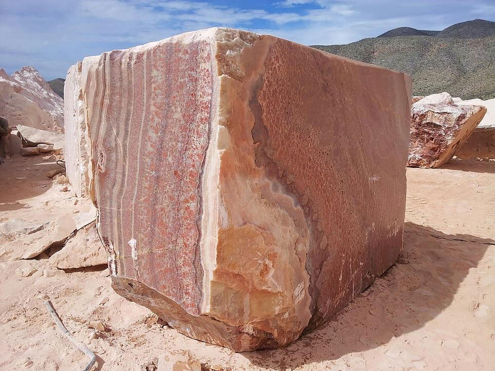 natural block of pink onyx
