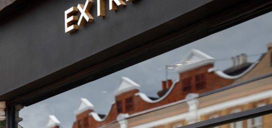 Exterior signage of the Extreme Design London kitchen studio